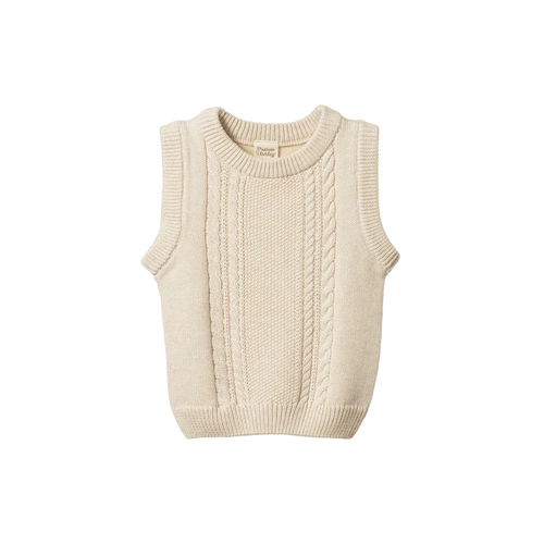 Nature Baby Walter Vest - Oatmeal Marl Cable Knit
