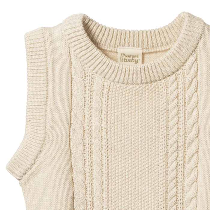 Nature Baby Walter Vest - Oatmeal Marl Cable Knit