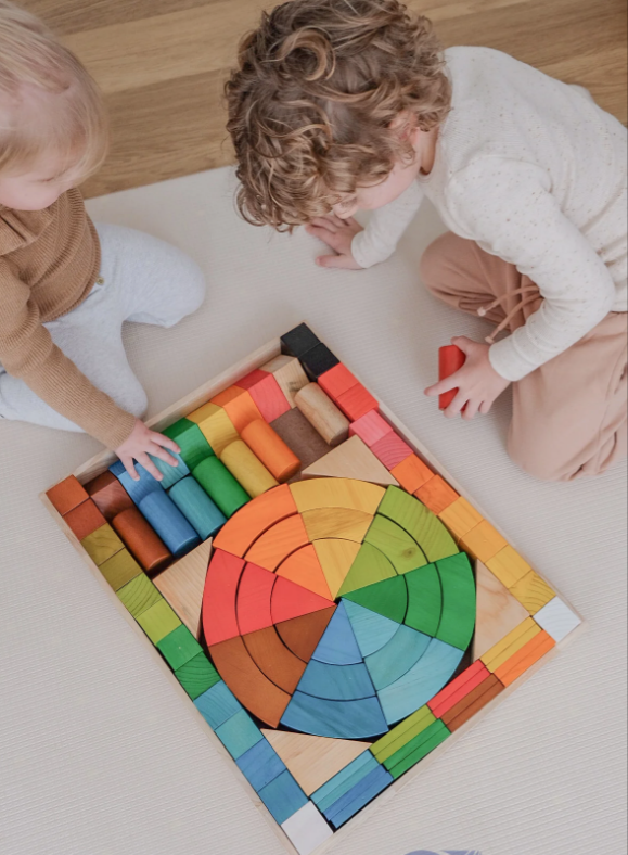 Qtoys Blocks & Construction - Natural Rainbow Jumbo Blocks