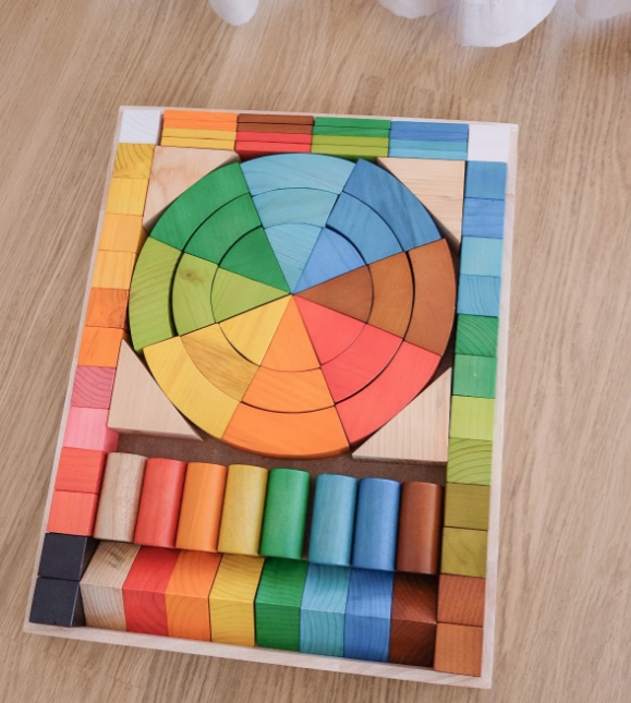 Qtoys Blocks & Construction - Natural Rainbow Jumbo Blocks