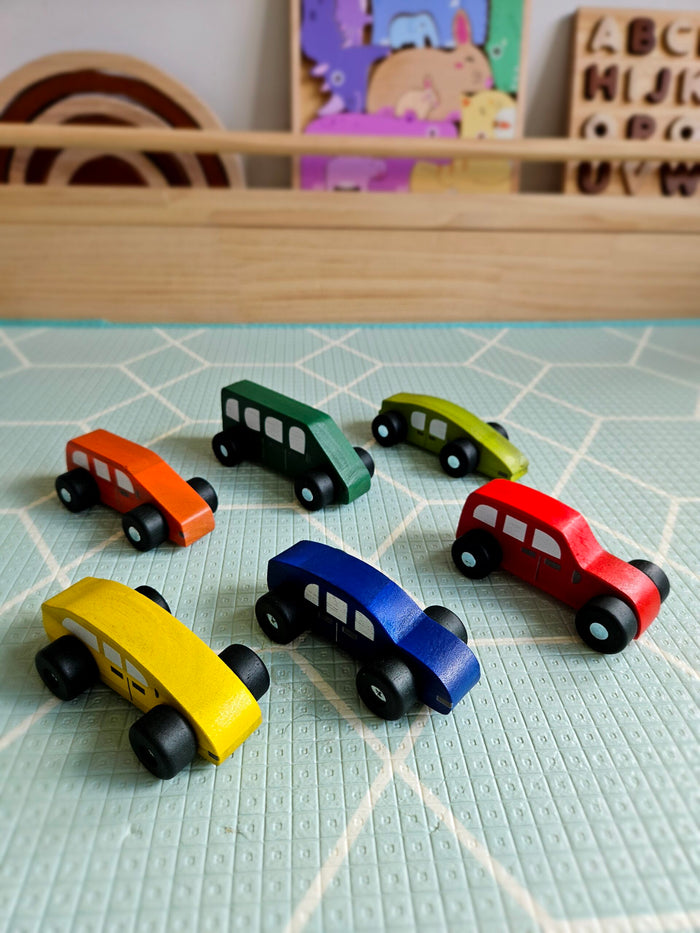 Qtoys Coloured Wooden Cars