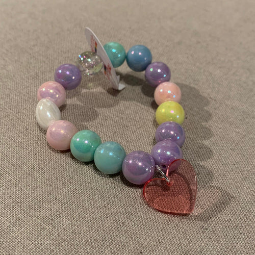 Red Bobble Pearly Clear Pink Heart Bracelet