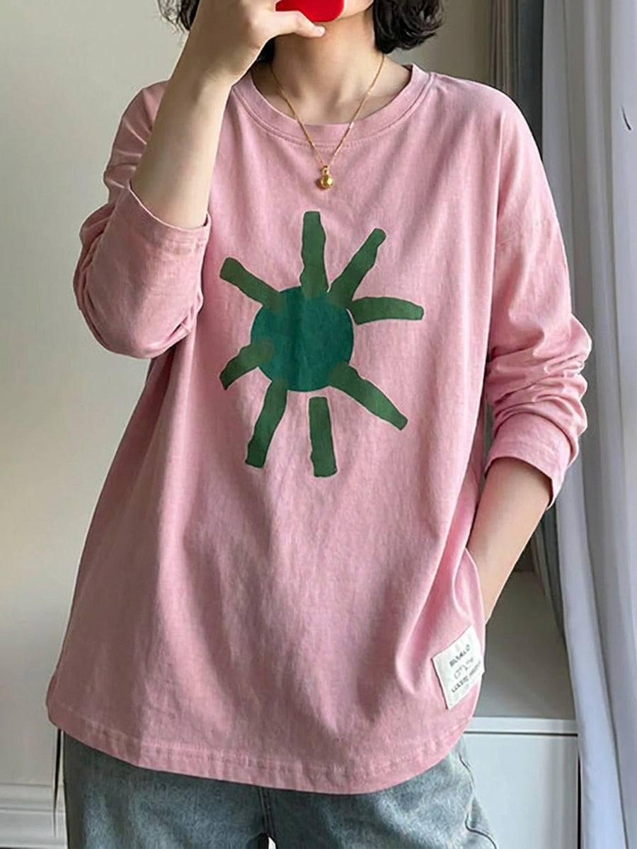 藝術印花 100% 純棉寬鬆 T 卹